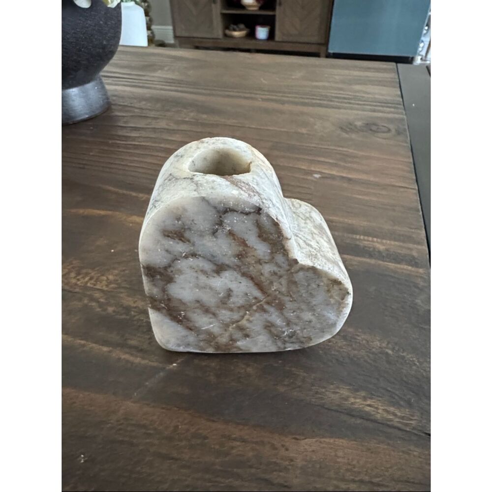 Threshold Marble Heart Candle Holder in Cream and Brown